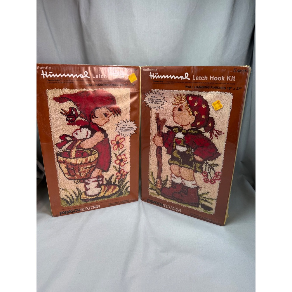 Paragon Needlecraft Hummel Latch Hook Kits Peasant Girl Boy Wall Hanging Vintage